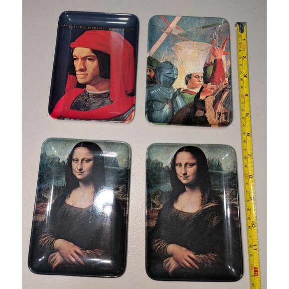 Set Of 4 Decorative Renaissance-Themed Melamine Rectangular Trays Featuring Mona - Picture 10 of 10